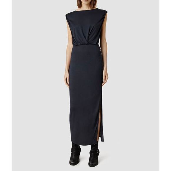 AllSaints Black Nile Vi Maxi Dress - Picture 1 of 9